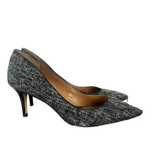Banana Republic Heels Pumps Womens 8.5 Black White Tweed Fabric Leather